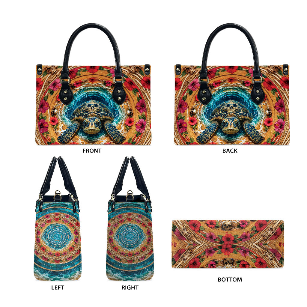 3D Illusion Honu Halloween Leather Bag Hawaiian Sea Turtle Skull Shell Vortex DT05 - Polynesian Pride