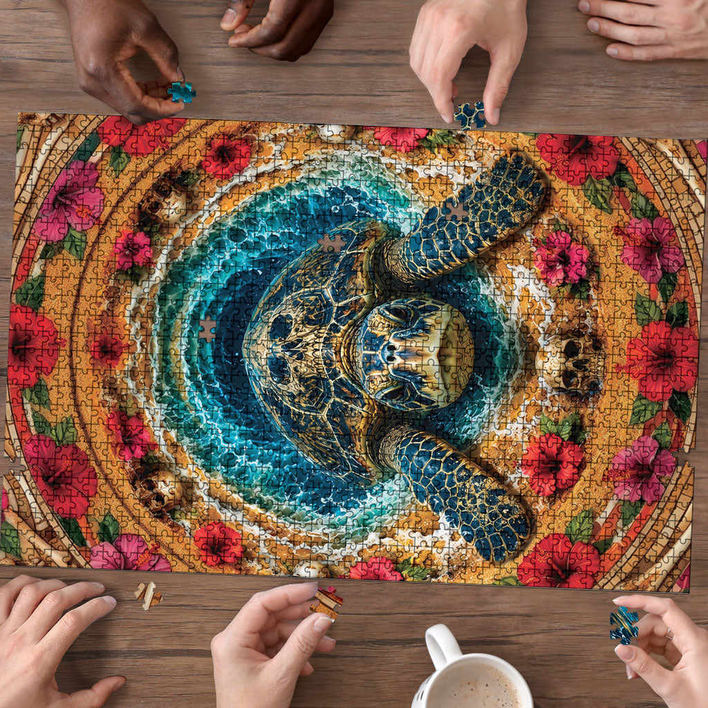 3D Illusion Honu Halloween Puzzle Hawaiian Sea Turtle Skull Shell Vortex DT05 - Polynesian Pride