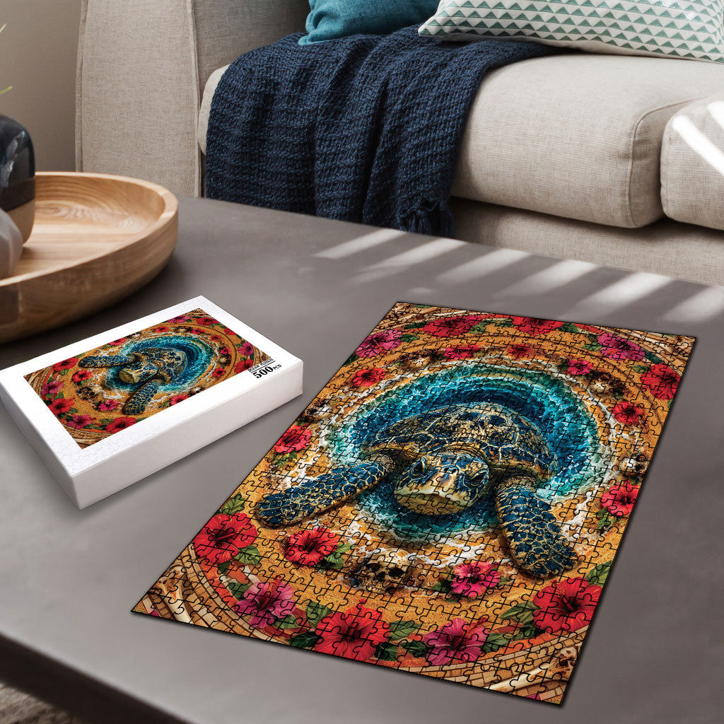 3D Illusion Honu Halloween Puzzle Hawaiian Sea Turtle Skull Shell Vortex DT05 - Polynesian Pride