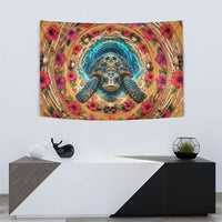 3D Illusion Honu Halloween Tapestry Hawaiian Sea Turtle Skull Shell Vortex DT05 - Polynesian Pride