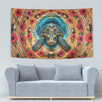 3D Illusion Honu Halloween Tapestry Hawaiian Sea Turtle Skull Shell Vortex DT05 - Polynesian Pride