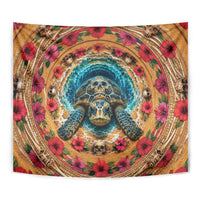 3D Illusion Honu Halloween Tapestry Hawaiian Sea Turtle Skull Shell Vortex DT05 - Polynesian Pride