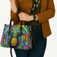 3D Illusion Pineapple Jack O Lantern Halloween Leather Bag Tropical Spooky Fruit Monstera Swirl DT05 - Polynesian Pride