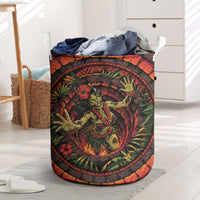3D Illusion Hula Zombie Halloween Laundry Basket Hawaiian Undead Dancer Volcano Stone Well DT05 Red - Polynesian Pride