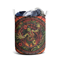 3D Illusion Hula Zombie Halloween Laundry Basket Hawaiian Undead Dancer Volcano Stone Well DT05 - Polynesian Pride