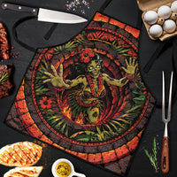 3D Illusion Hula Zombie Halloween Apron Hawaiian Undead Dancer Volcano Stone Well DT05 Red - Polynesian Pride