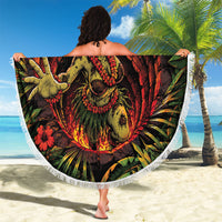 3D Illusion Hula Zombie Halloween Beach Blanket Hawaiian Undead Dancer Volcano Stone Well DT05 - Polynesian Pride