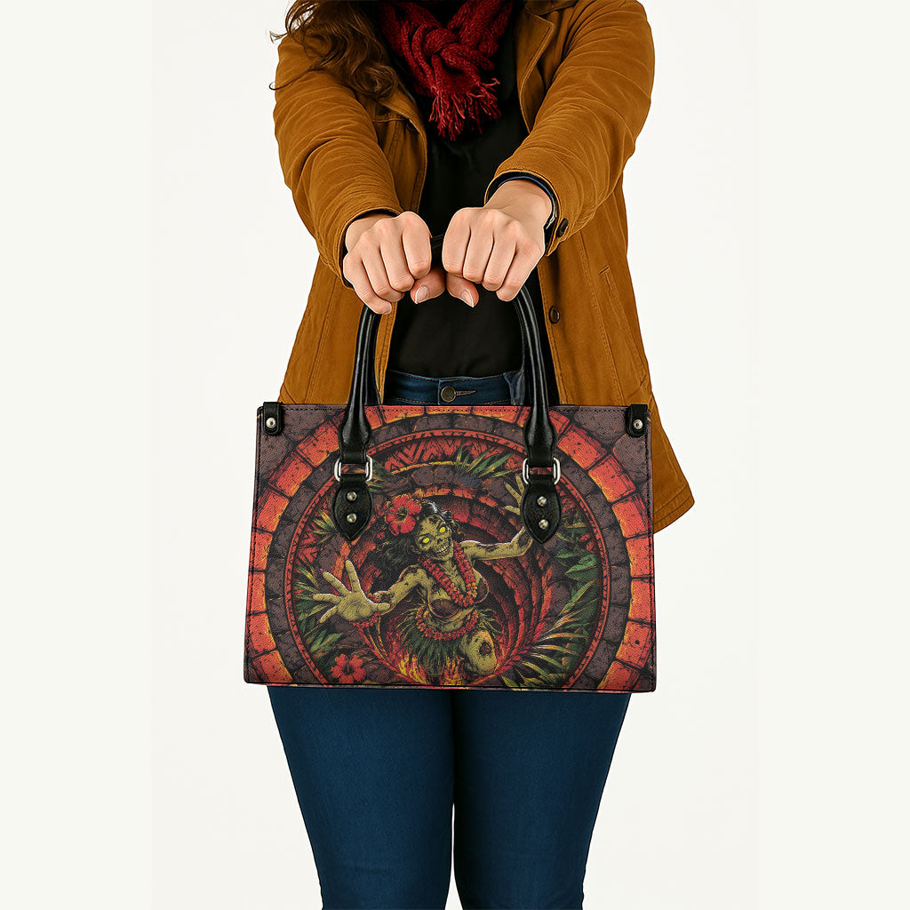 3D Illusion Hula Zombie Halloween Leather Bag Hawaiian Undead Dancer Volcano Stone Well DT05 - Polynesian Pride