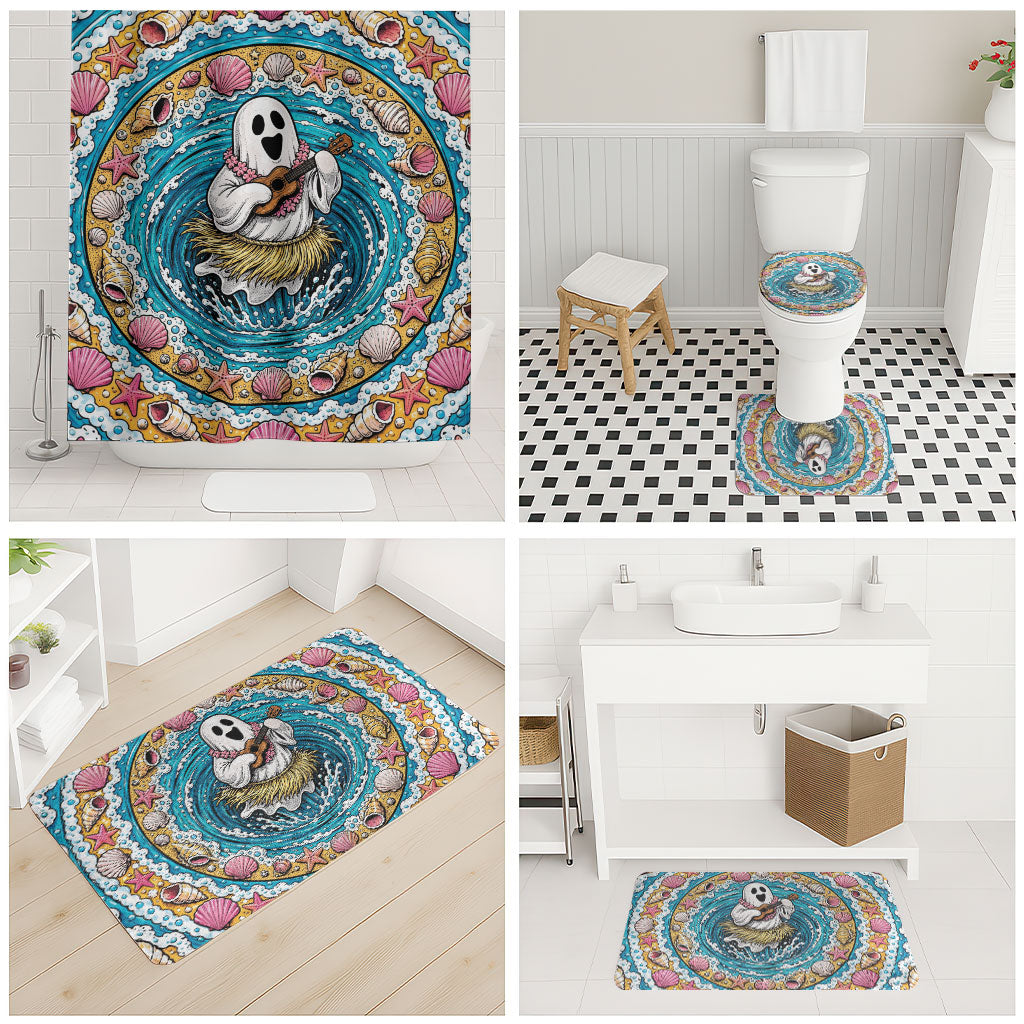 3D Illusion Hula Ghost Halloween Bathroom Set Hawaiian Ukulele Spirit Ocean Vortex DT05 - Polynesian Pride