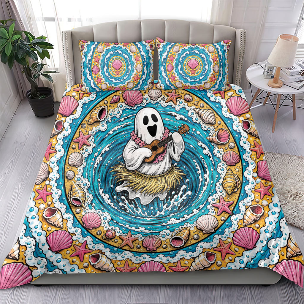 3D Illusion Hula Ghost Halloween Bedding Set Hawaiian Ukulele Spirit Ocean Vortex DT05 - Polynesian Pride