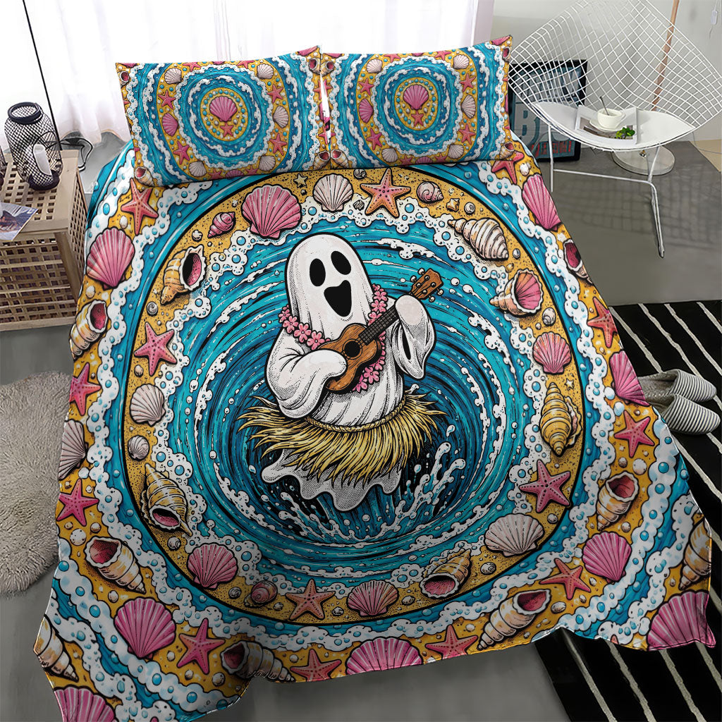 3D Illusion Hula Ghost Halloween Bedding Set Hawaiian Ukulele Spirit Ocean Vortex DT05 - Polynesian Pride