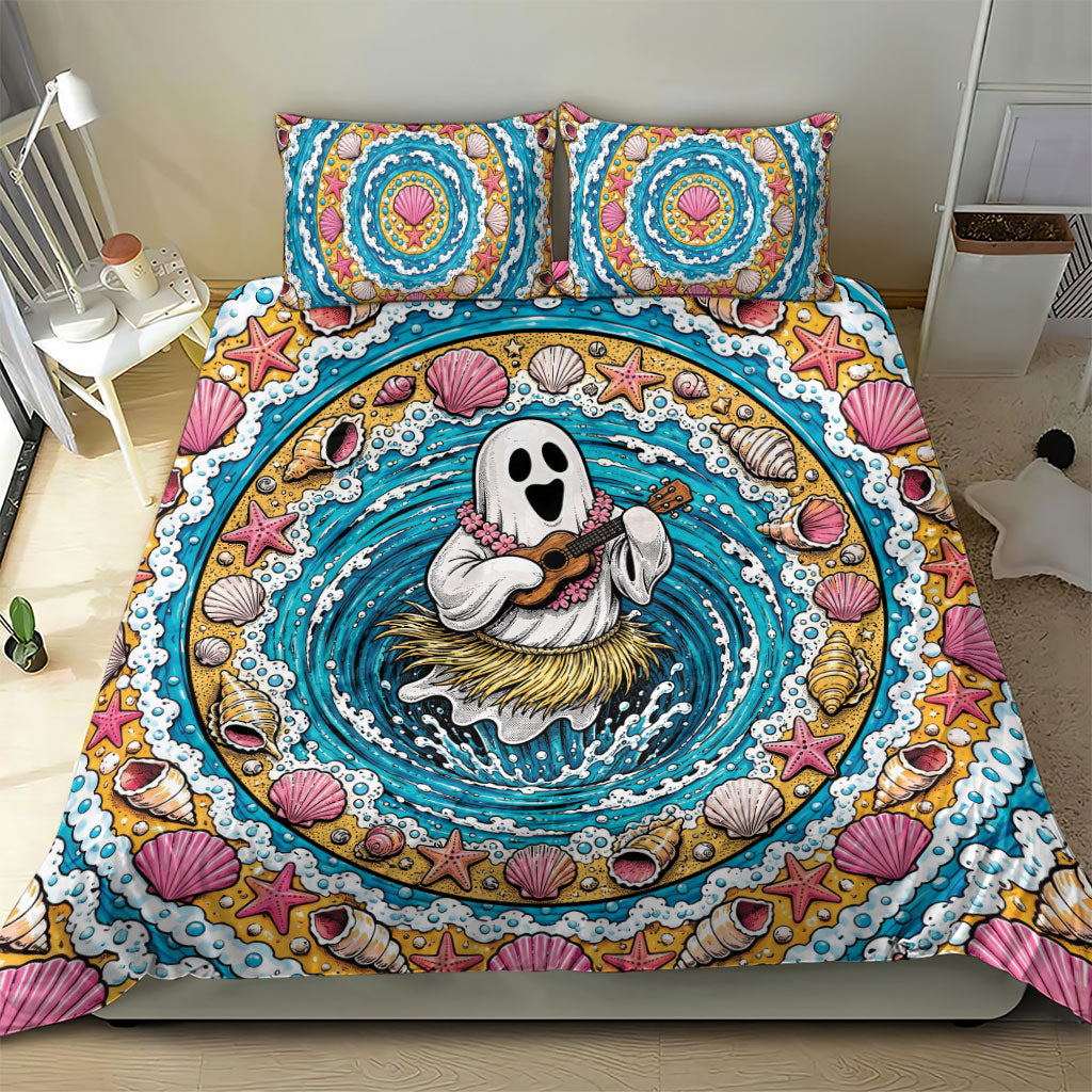 3D Illusion Hula Ghost Halloween Bedding Set Hawaiian Ukulele Spirit Ocean Vortex DT05 - Polynesian Pride