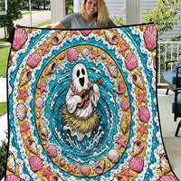 3D Illusion Hula Ghost Halloween Quilt Hawaiian Ukulele Spirit Ocean Vortex DT05 Yellow - Polynesian Pride