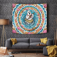 3D Illusion Hula Ghost Halloween Tapestry Hawaiian Ukulele Spirit Ocean Vortex DT05 Yellow - Polynesian Pride