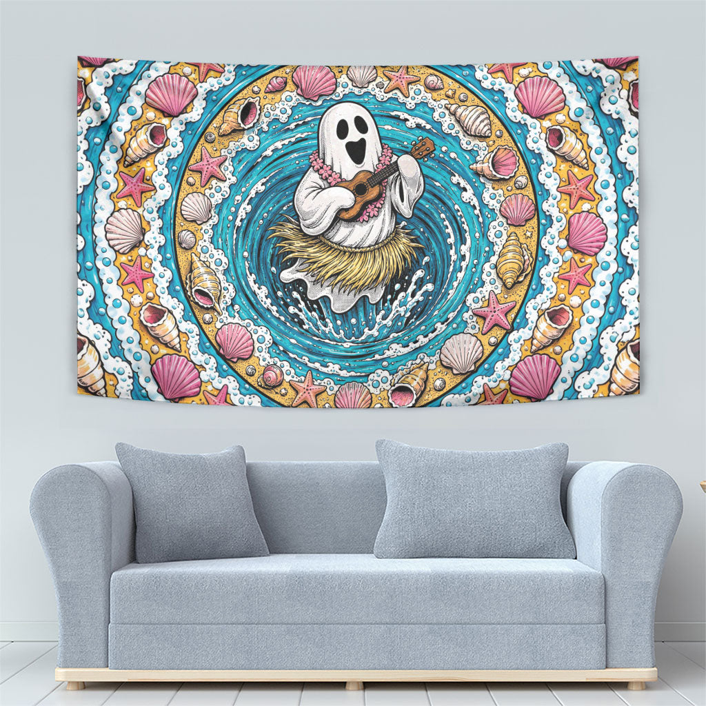 3D Illusion Hula Ghost Halloween Tapestry Hawaiian Ukulele Spirit Ocean Vortex DT05 - Polynesian Pride