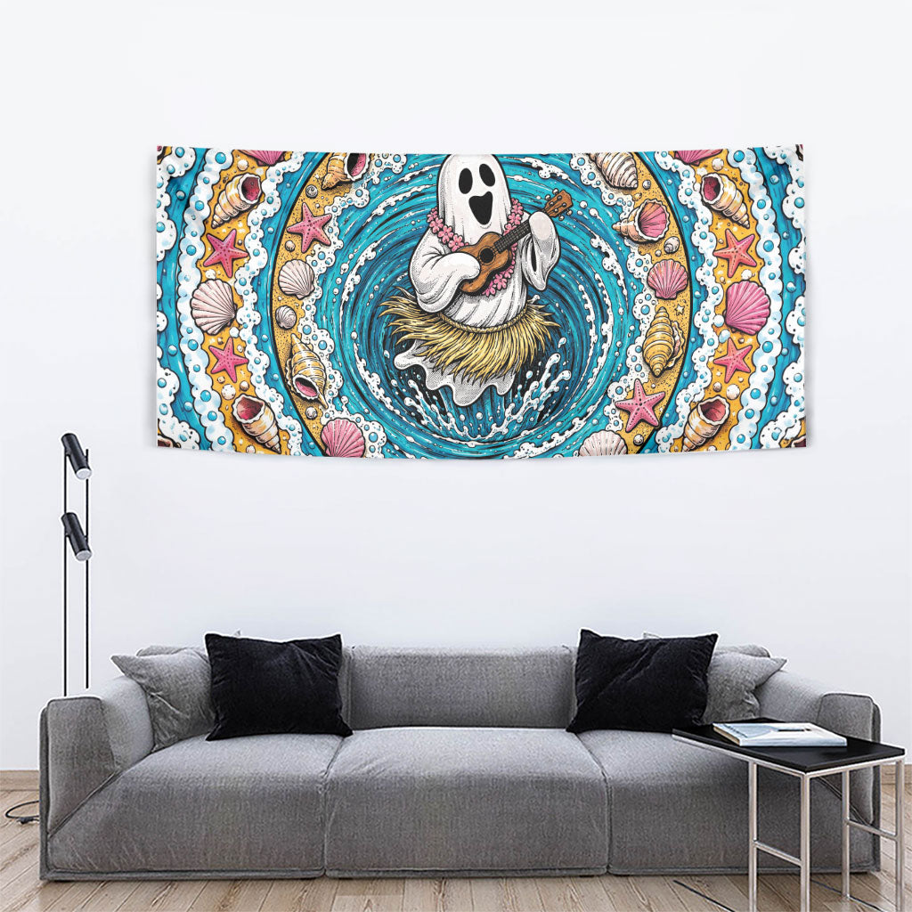 3D Illusion Hula Ghost Halloween Tapestry Hawaiian Ukulele Spirit Ocean Vortex DT05 - Polynesian Pride