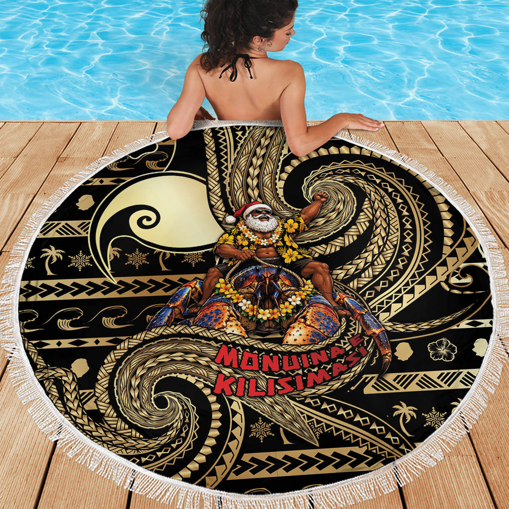 Niue Christmas Beach Blanket Santa Riding Coconut Crab DT05 - Polynesian Pride