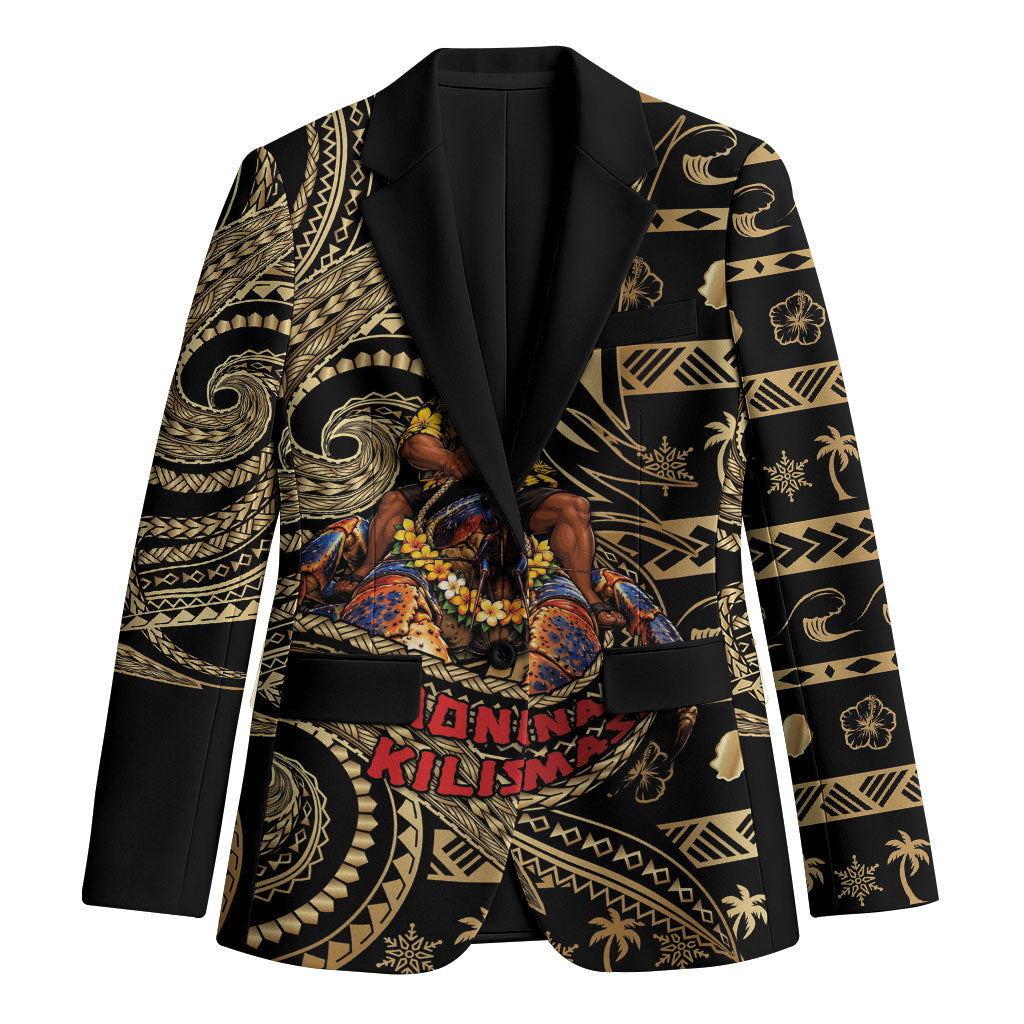 Niue Christmas Blazer Santa Riding Coconut Crab DT05 Unisex Gold - Polynesian Pride