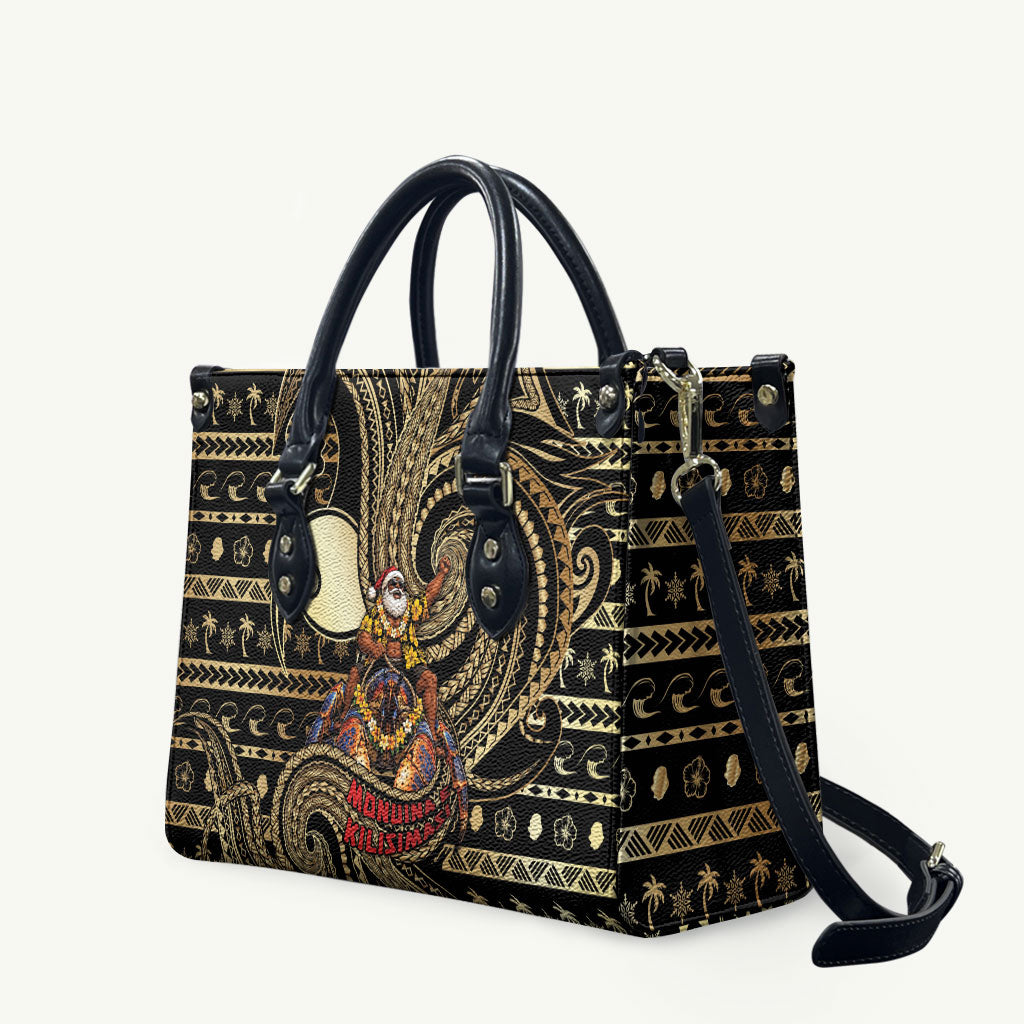 Niue Christmas Leather Bag Santa Riding Coconut Crab