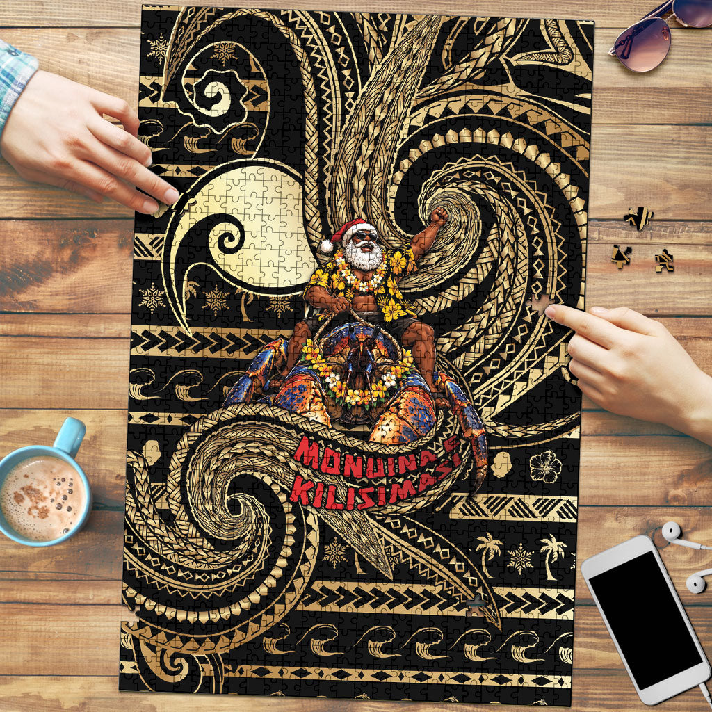 Niue Christmas Puzzle Santa Riding Coconut Crab DT05 Gold - Polynesian Pride