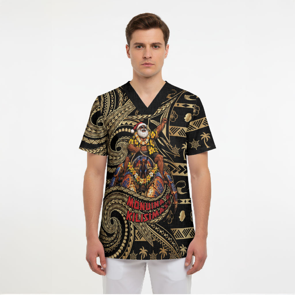 Niue Christmas Scrub Top Santa Riding Coconut Crab DT05 - Polynesian Pride