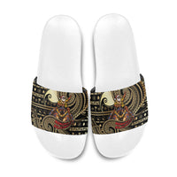 Niue Christmas Slide Sandals Santa Riding Coconut Crab DT05 Gold - Polynesian Pride