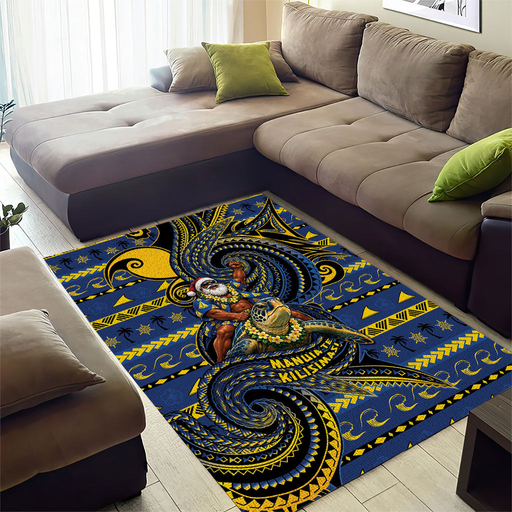 Tokelau Christmas Area Rug Santa Riding Sea Turtle DT05 - Polynesian Pride