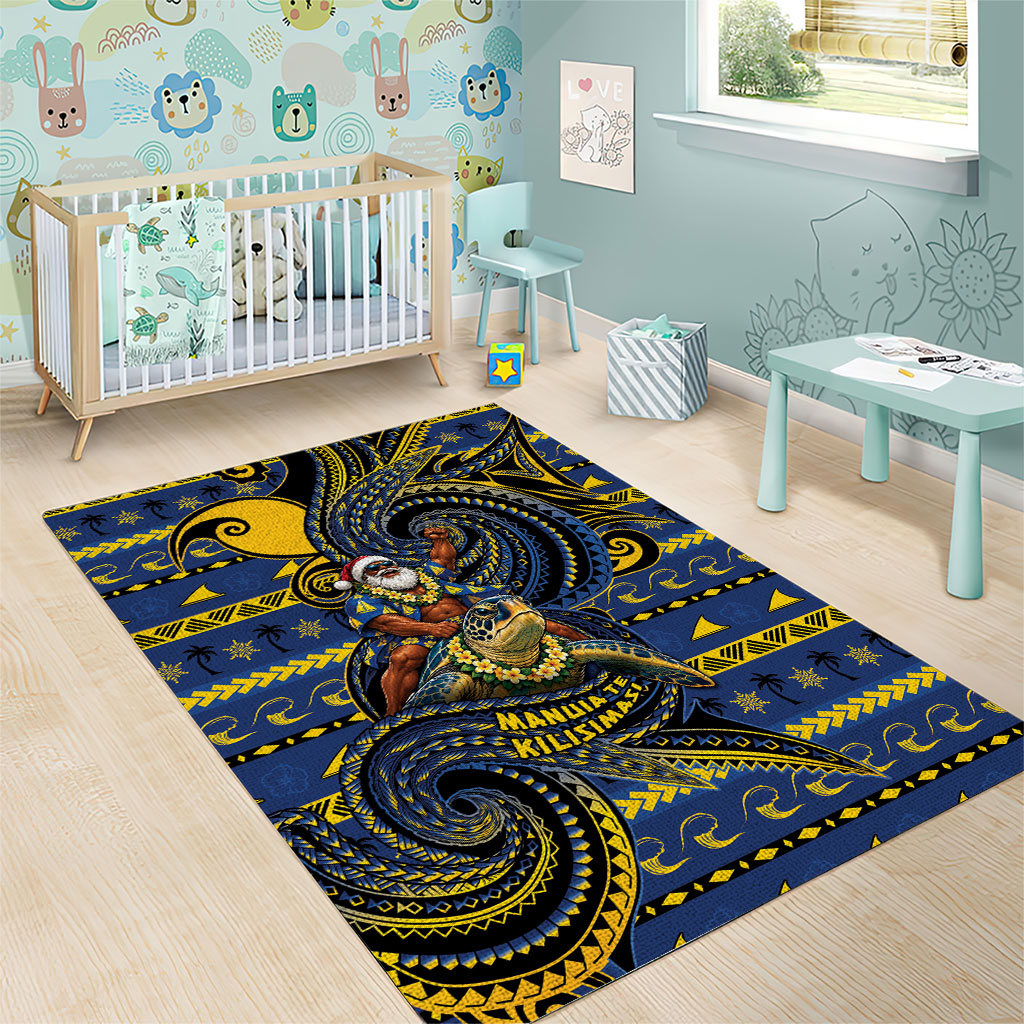 Tokelau Christmas Area Rug Santa Riding Sea Turtle DT05 - Polynesian Pride
