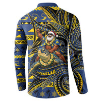 Tokelau Christmas Button Sweatshirt Santa Riding Sea Turtle DT05 - Polynesian Pride