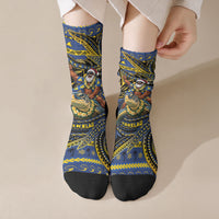 Tokelau Christmas Crew Socks Santa Riding Sea Turtle DT05 Crew Socks Navy - Polynesian Pride