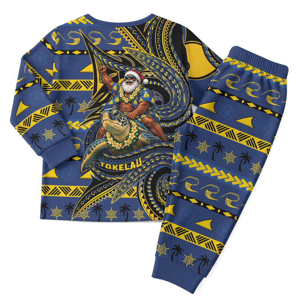 Tokelau Christmas Pajama Set Santa Riding Sea Turtle DT05 - Polynesian Pride