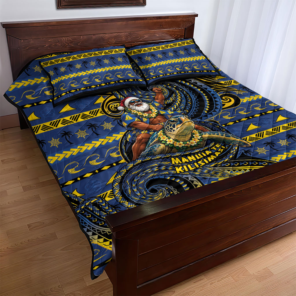 Tokelau Christmas Quilt Bed Set Santa Riding Sea Turtle DT05 - Polynesian Pride