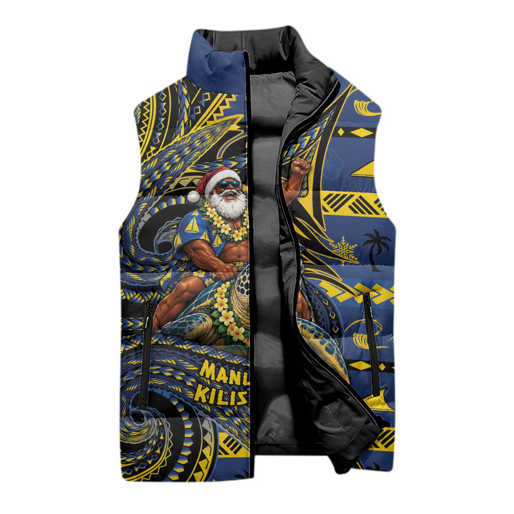 Tokelau Christmas Sleeveless Puffer Jacket Santa Riding Sea Turtle DT05 - Polynesian Pride