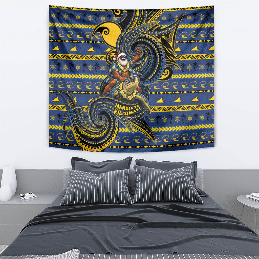 Tokelau Christmas Tapestry Santa Riding Sea Turtle DT05 - Polynesian Pride