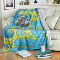 Tuvalu Christmas Blanket Santa Riding Ocean Dolphin DT05 Blue - Polynesian Pride
