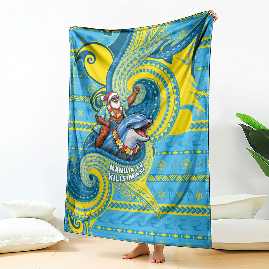 Tuvalu Christmas Blanket Santa Riding Ocean Dolphin DT05 - Polynesian Pride