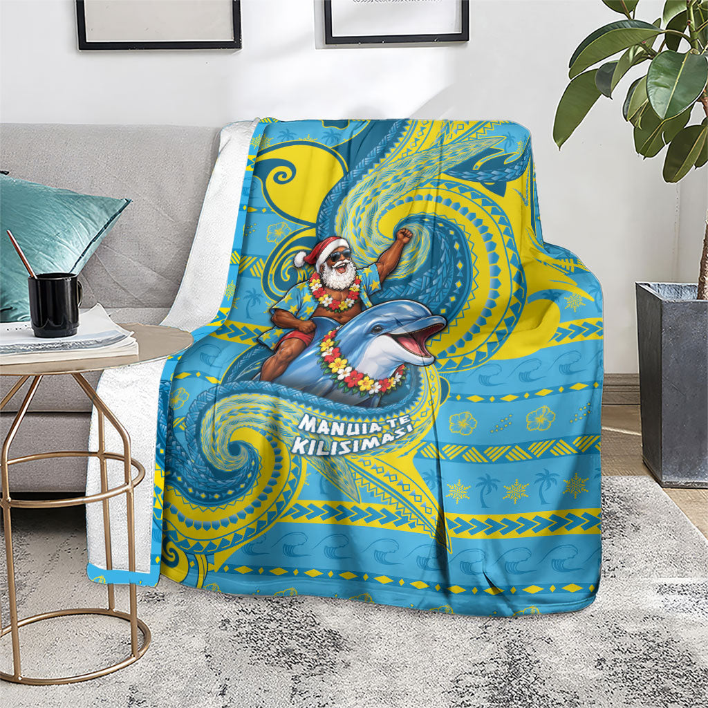 Tuvalu Christmas Blanket Santa Riding Ocean Dolphin DT05 - Polynesian Pride
