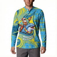 Tuvalu Christmas Button Sweatshirt Santa Riding Ocean Dolphin DT05 - Polynesian Pride