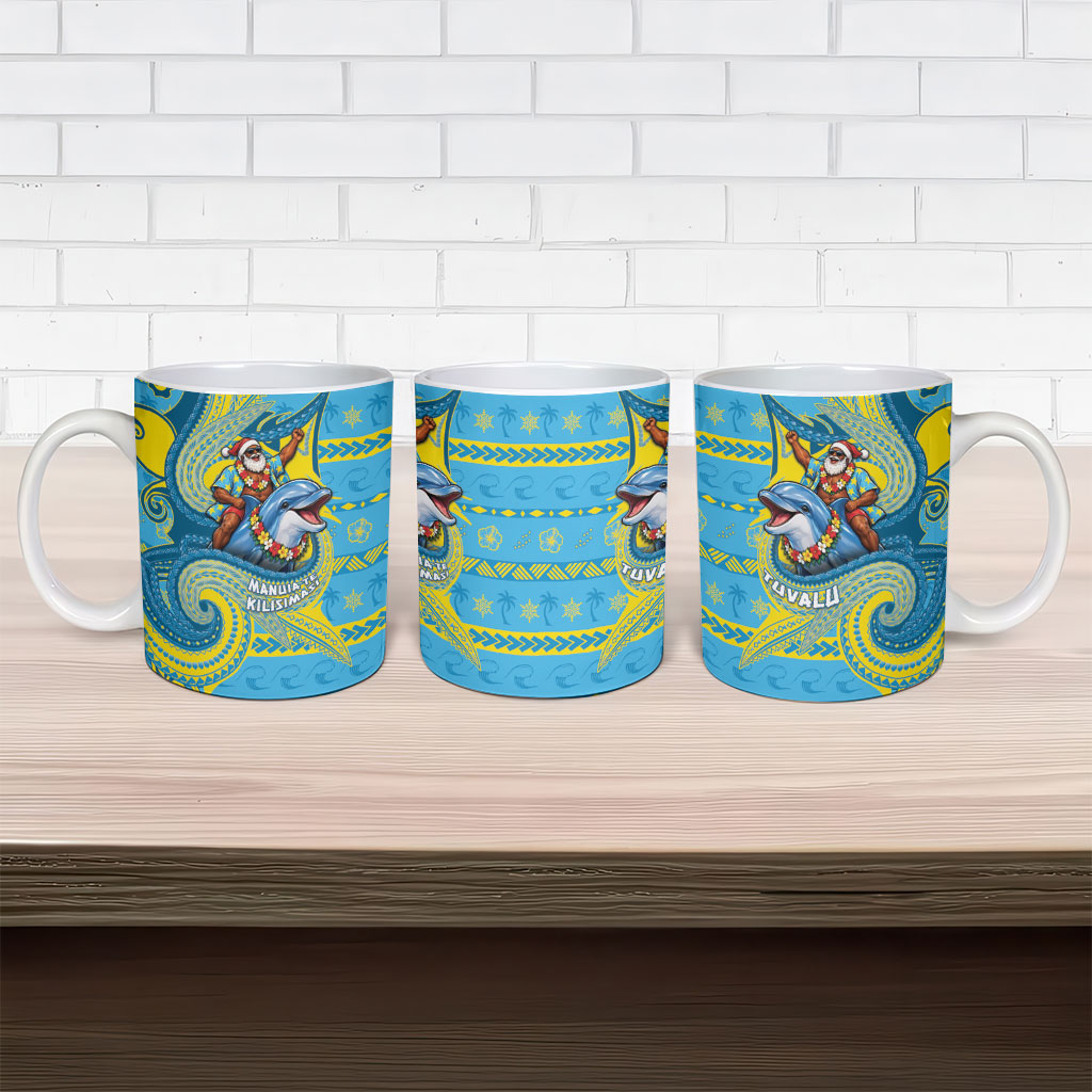 Tuvalu Christmas Ceramic Mug Santa Riding Ocean Dolphin DT05 - Polynesian Pride