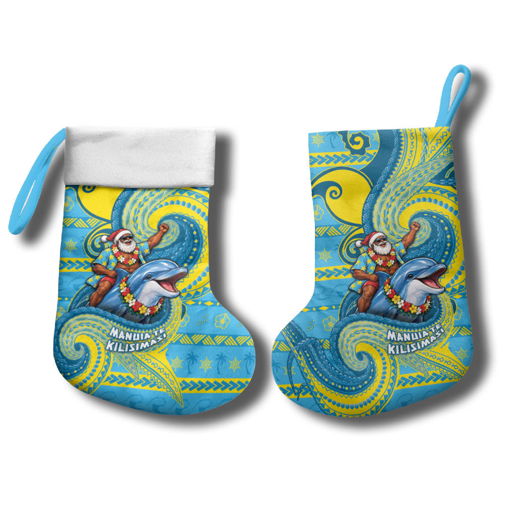 Tuvalu Christmas Stocking Santa Riding Ocean Dolphin DT05 - Polynesian Pride