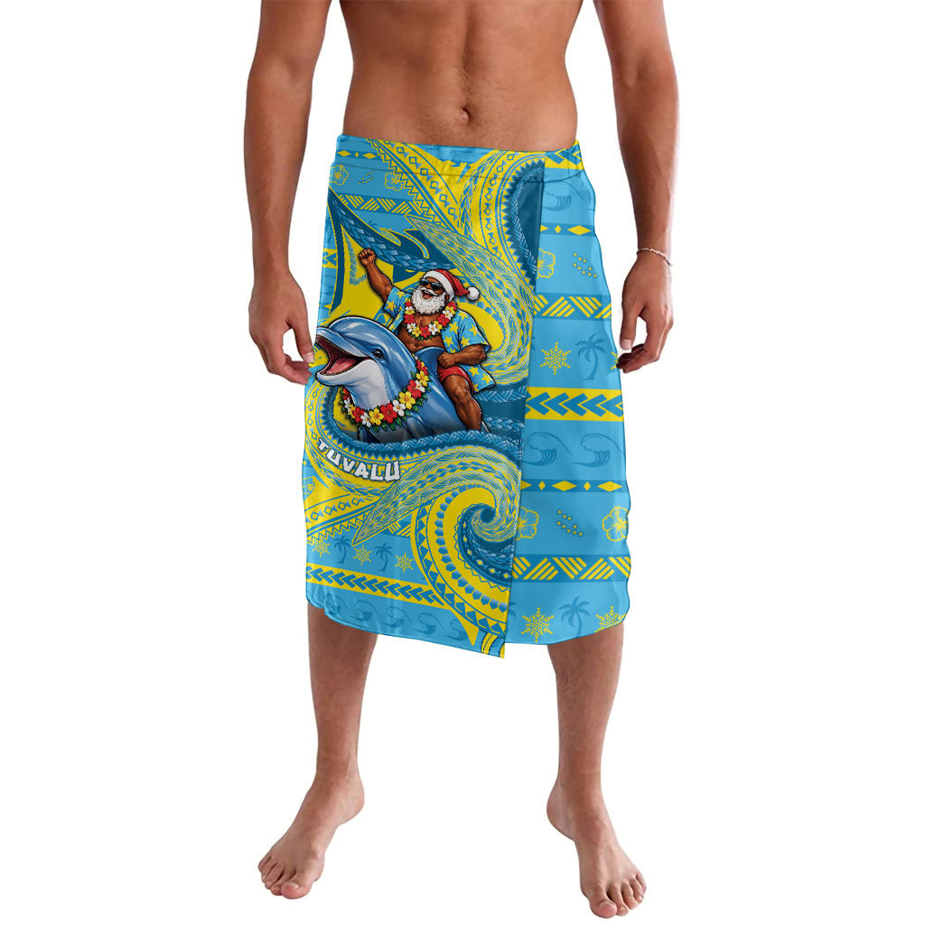 Tuvalu Christmas Lavalava Santa Riding Ocean Dolphin