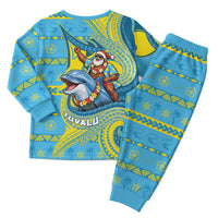 Tuvalu Christmas Pajama Set Santa Riding Ocean Dolphin DT05 - Polynesian Pride
