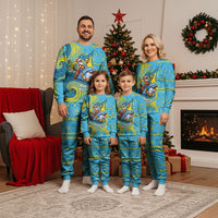 Tuvalu Christmas Pajama Set Santa Riding Ocean Dolphin DT05 - Polynesian Pride