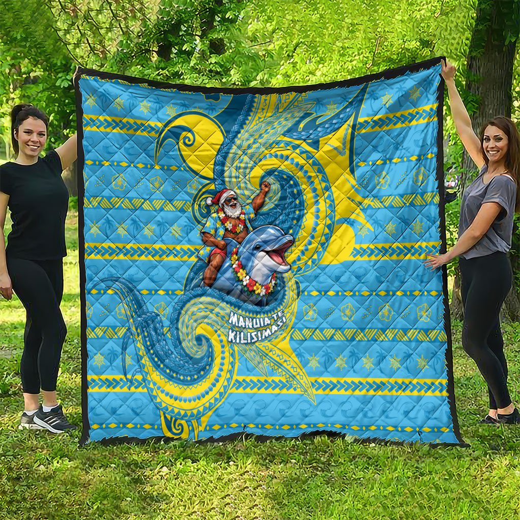 Tuvalu Christmas Quilt Santa Riding Ocean Dolphin DT05 - Polynesian Pride