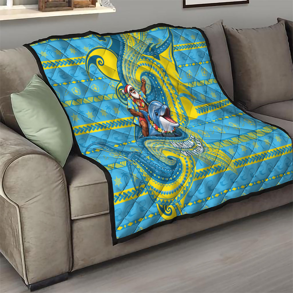 Tuvalu Christmas Quilt Santa Riding Ocean Dolphin DT05 - Polynesian Pride