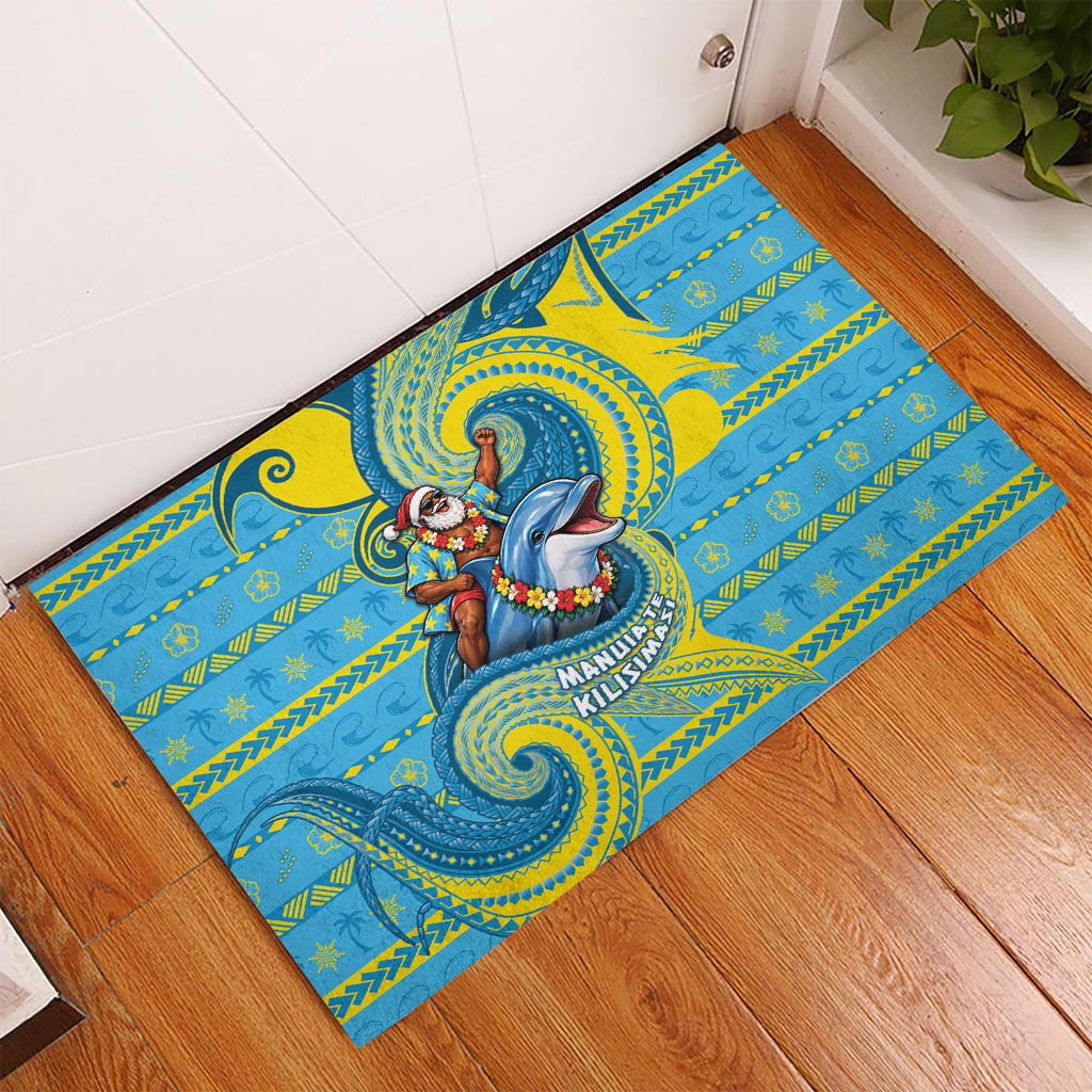 Tuvalu Christmas Rubber Doormat Santa Riding Ocean Dolphin DT05 - Polynesian Pride