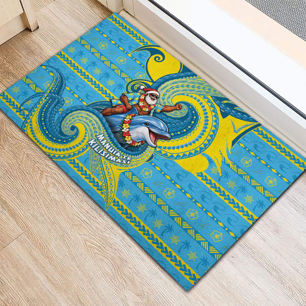 Tuvalu Christmas Rubber Doormat Santa Riding Ocean Dolphin DT05 - Polynesian Pride