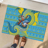 Tuvalu Christmas Rubber Doormat Santa Riding Ocean Dolphin DT05 - Polynesian Pride