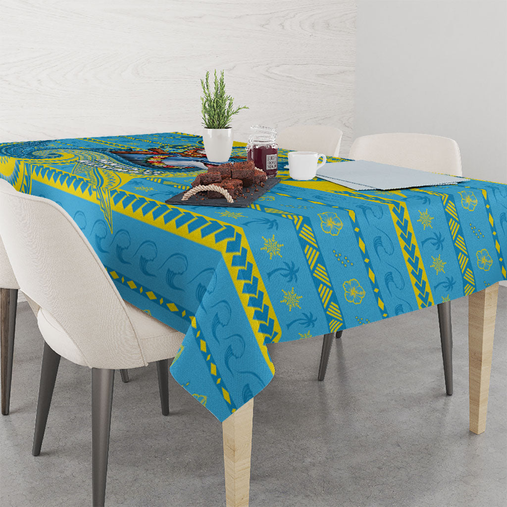 Tuvalu Christmas Tablecloth Santa Riding Ocean Dolphin DT05 - Polynesian Pride