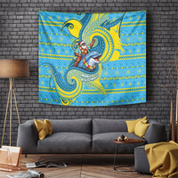 Tuvalu Christmas Tapestry Santa Riding Ocean Dolphin DT05 Blue - Polynesian Pride